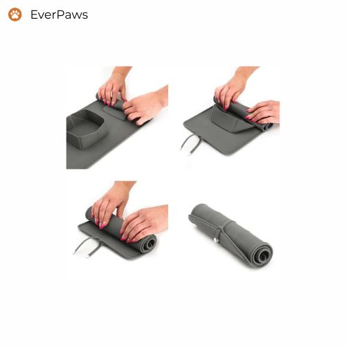 How to roll the silicone travel pet bowl mat into a compact bundle — EverPaws.