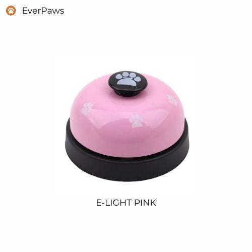 Light pink paw-print dog training bell, durable steel base — EverPaws.
